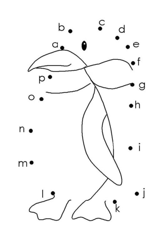 Kleurplaat pinguin - letters