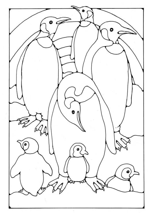 Kleurplaat pinguins