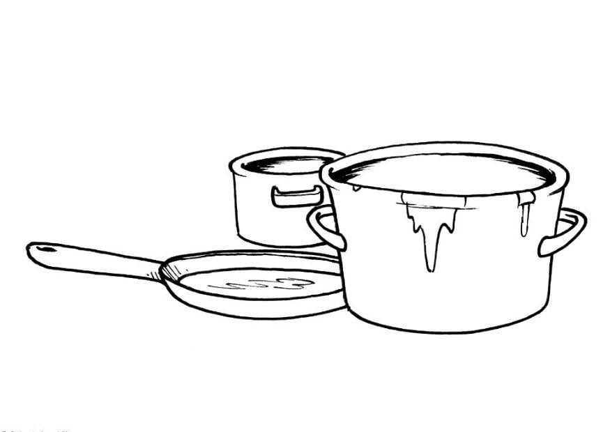 Kleurplaat potten en pan