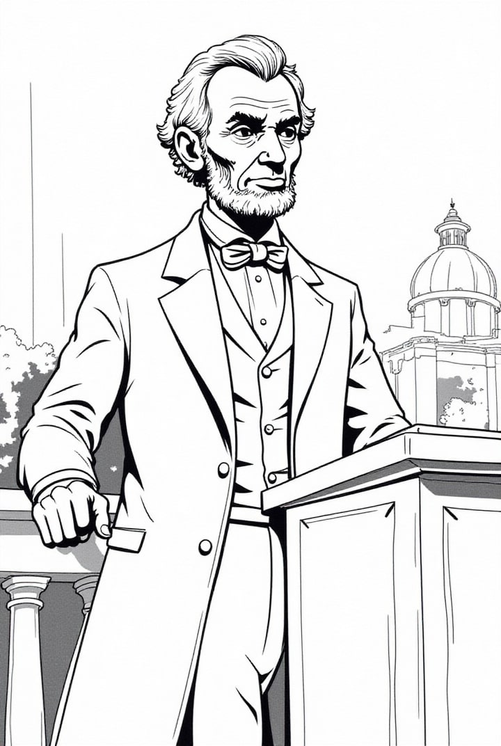 Kleurplaat President Abraham Lincoln