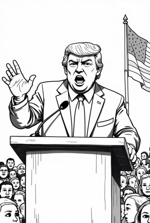 President Donald Trump spreekt menigte toe