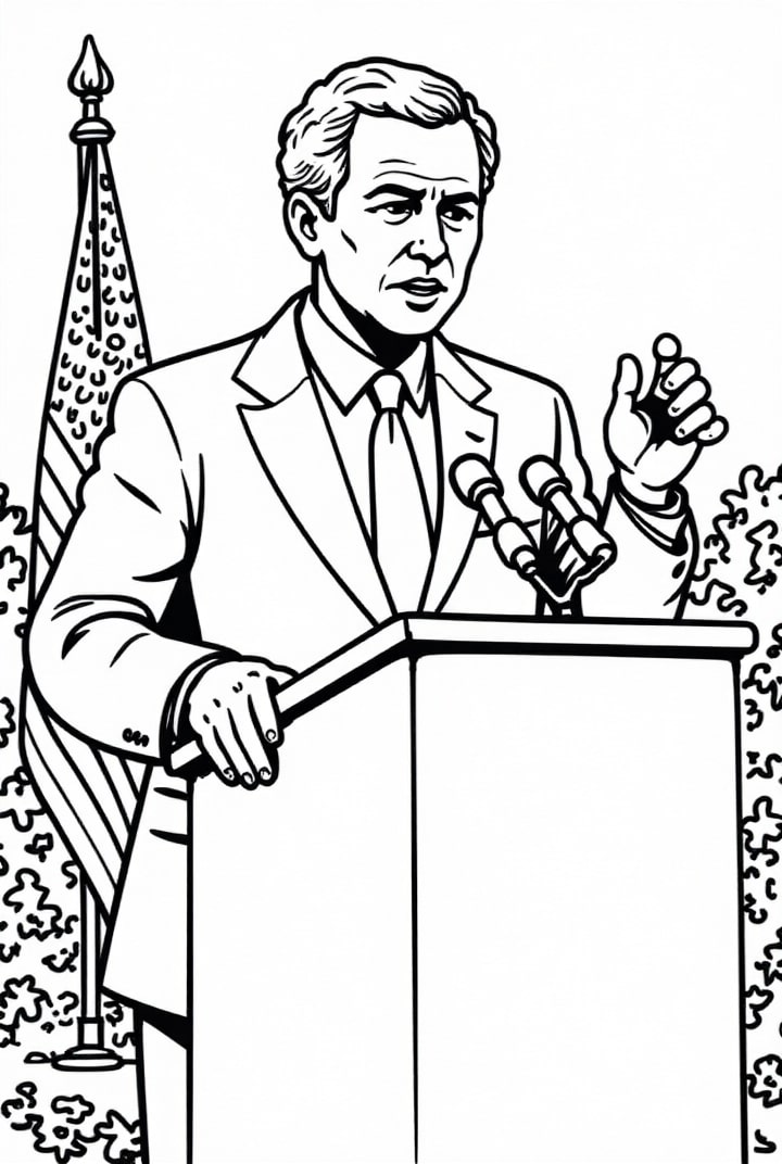 Kleurplaat President George W. Bush