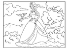 kleurplaat prinses met duif