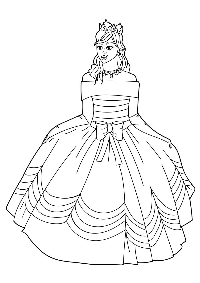 Kleurplaat prinses met jurk