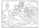 kleurplaat prinses plukt bloemen