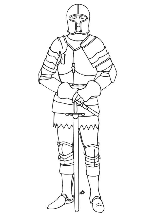 Kleurplaat ridder in harnas