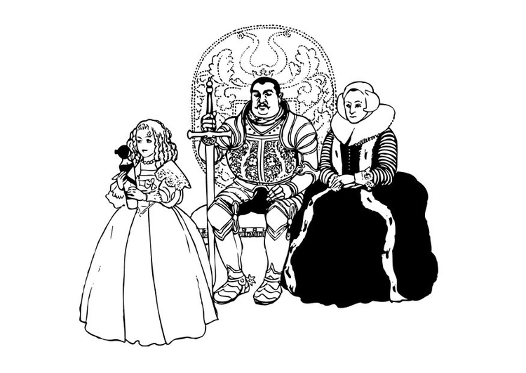 Kleurplaat ridder met familie