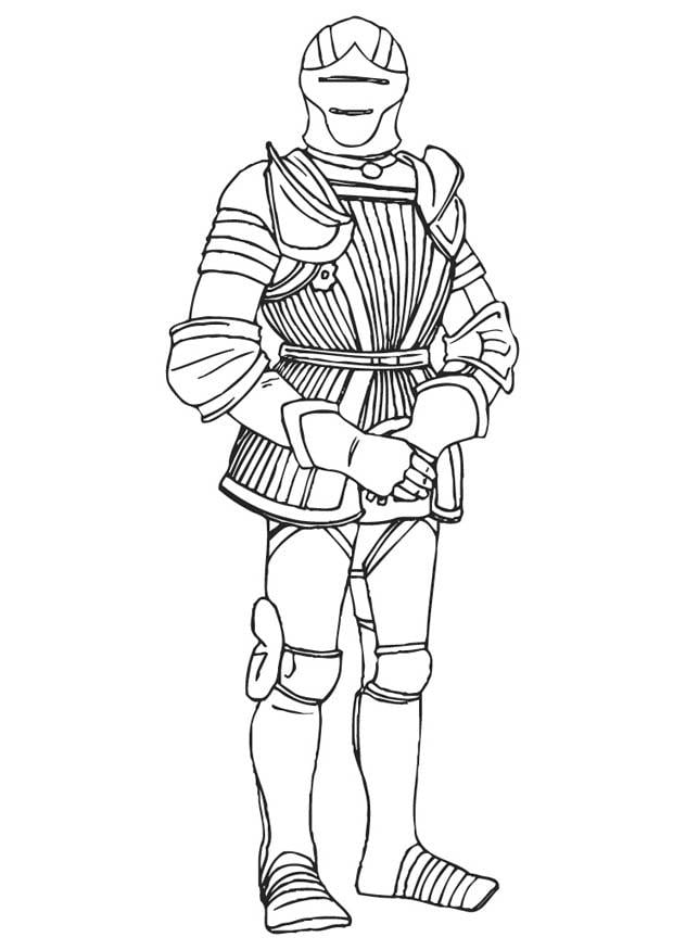 Kleurplaat ridder met harnas