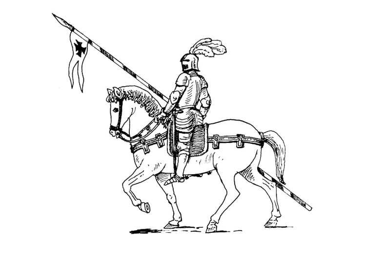 Kleurplaat ridder te paard