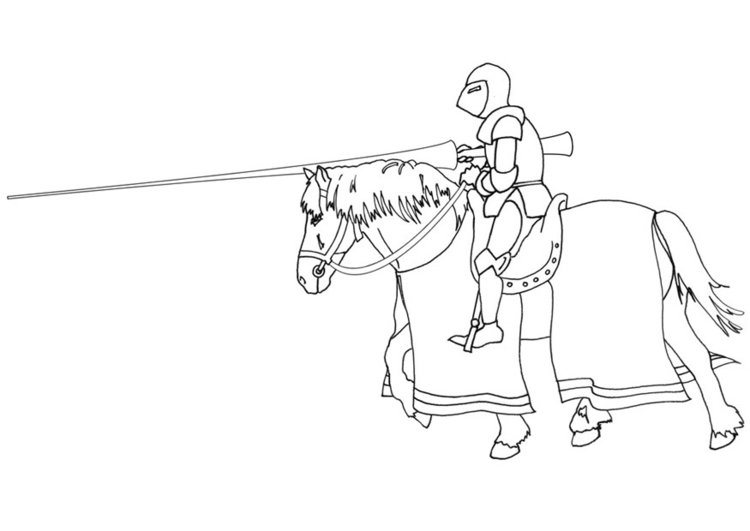Kleurplaat ridder te paard