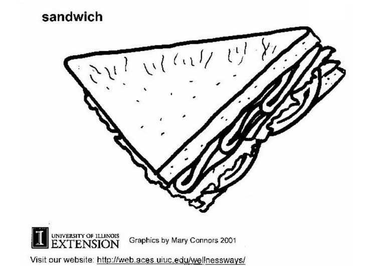 Kleurplaat sandwich