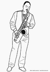 Kleurplaten saxofonist