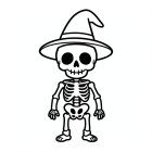 Kleurplaat schattig halloween skelet