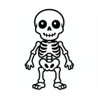 Kleurplaat schattig halloween skelet