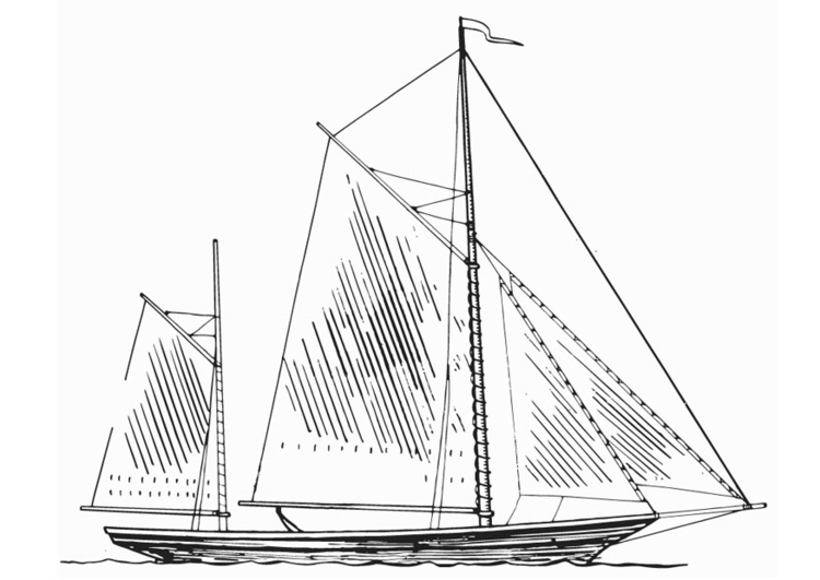 Kleurplaat schip - masten