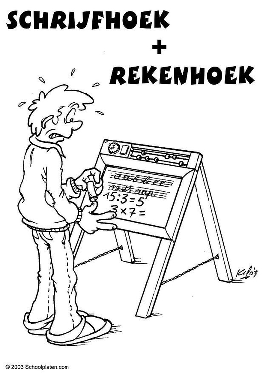 Kleurplaat Schrijf- en rekenhoek