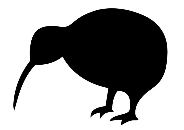 Kleurplaat silhouette vogel - kiwi