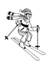 Kleurplaten skiën