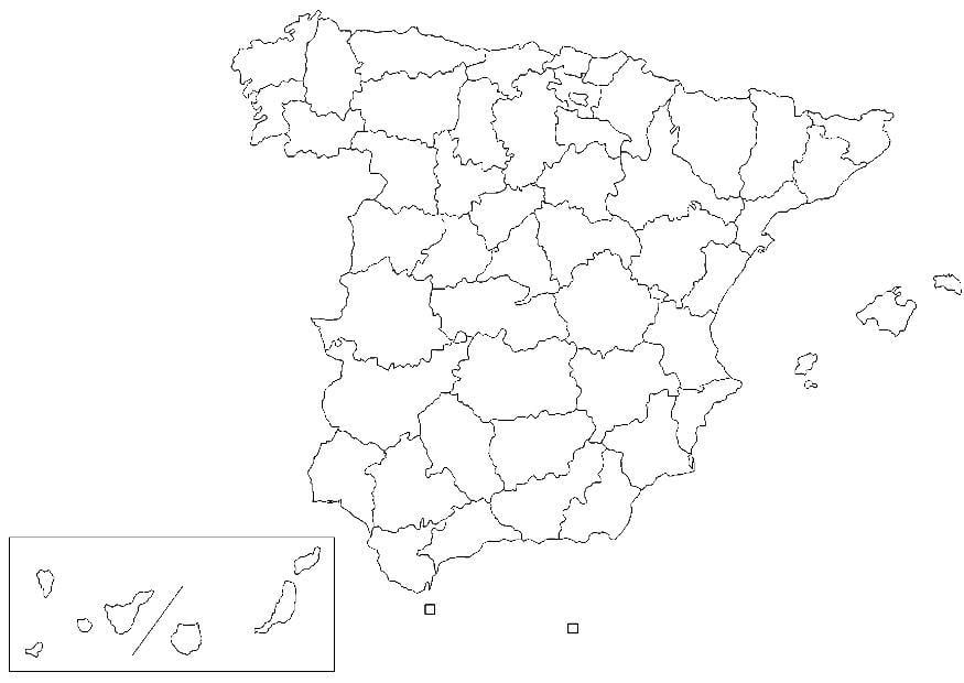 Kleurplaat Spanje - provincies
