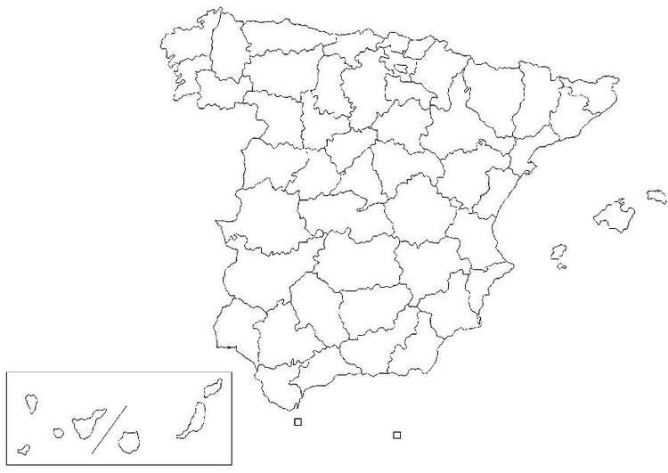 Kleurplaat Spanje - provincies