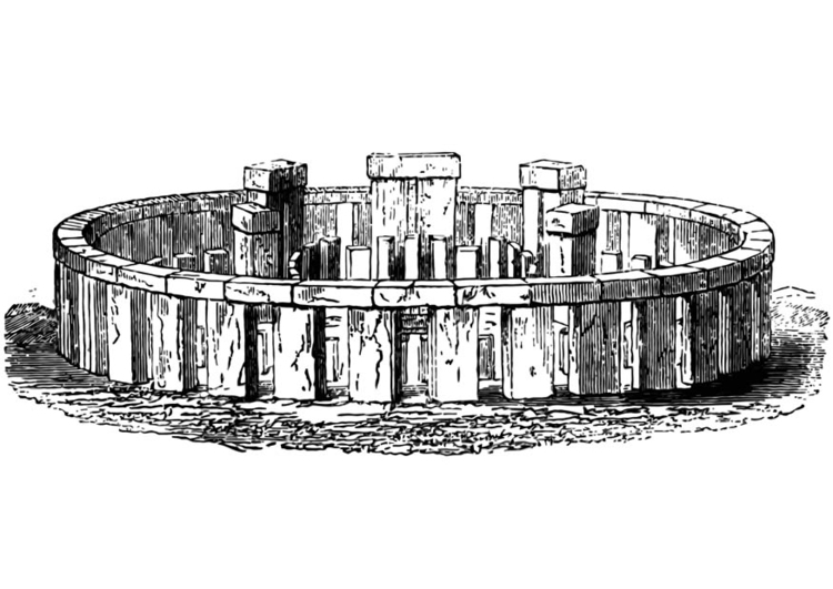 Kleurplaat stonehenge in herstelde staat