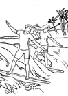 kleurplaat surfen