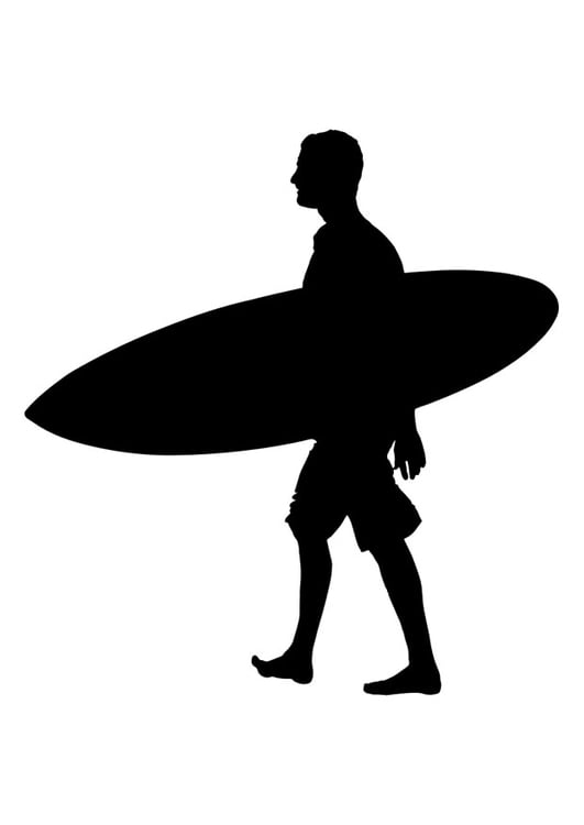 Kleurplaat surfer