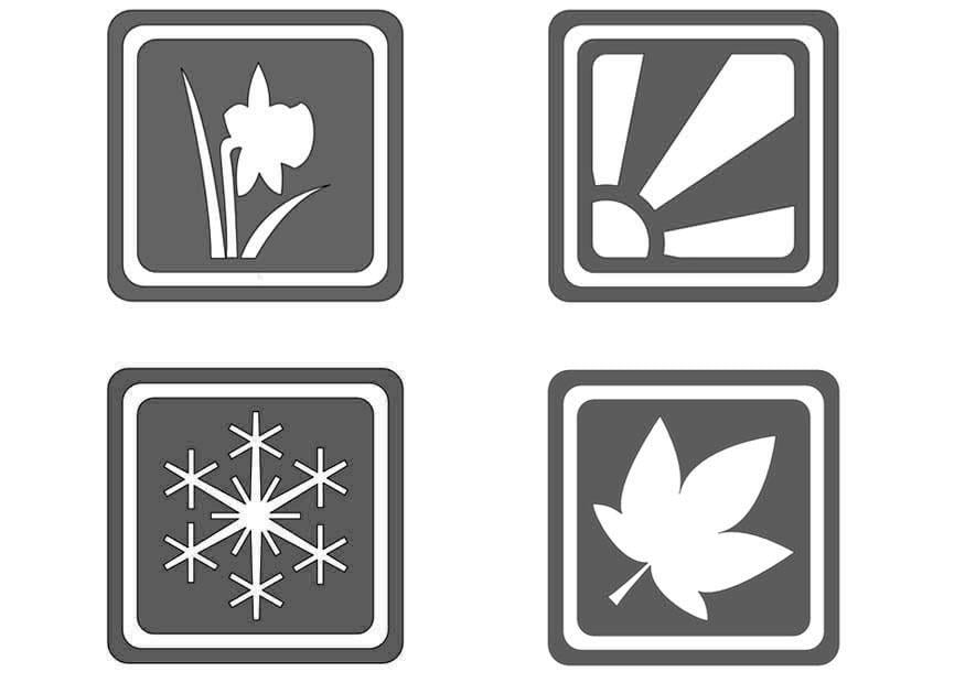 Kleurplaat symbolen-seizoenen