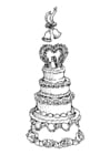 Kleurplaat taart trouwfeest