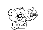 kleurplaat teddybeer met bloemen