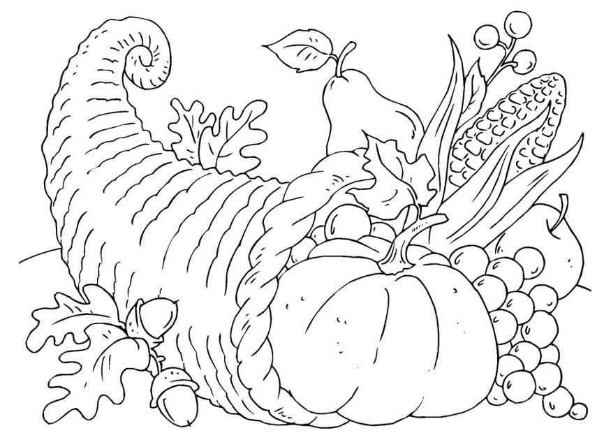 Kleurplaat thanksgiving mand - cornucopia
