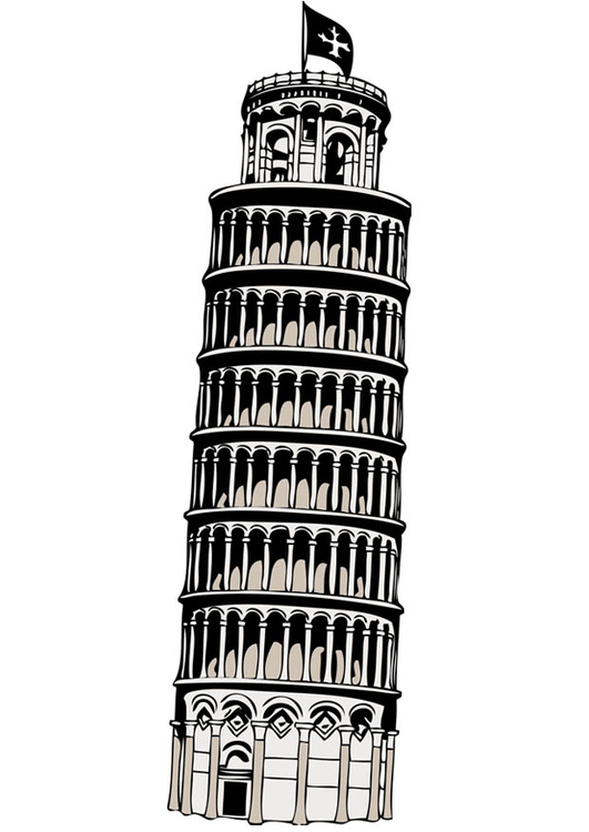 Kleurplaat toren van Pisa