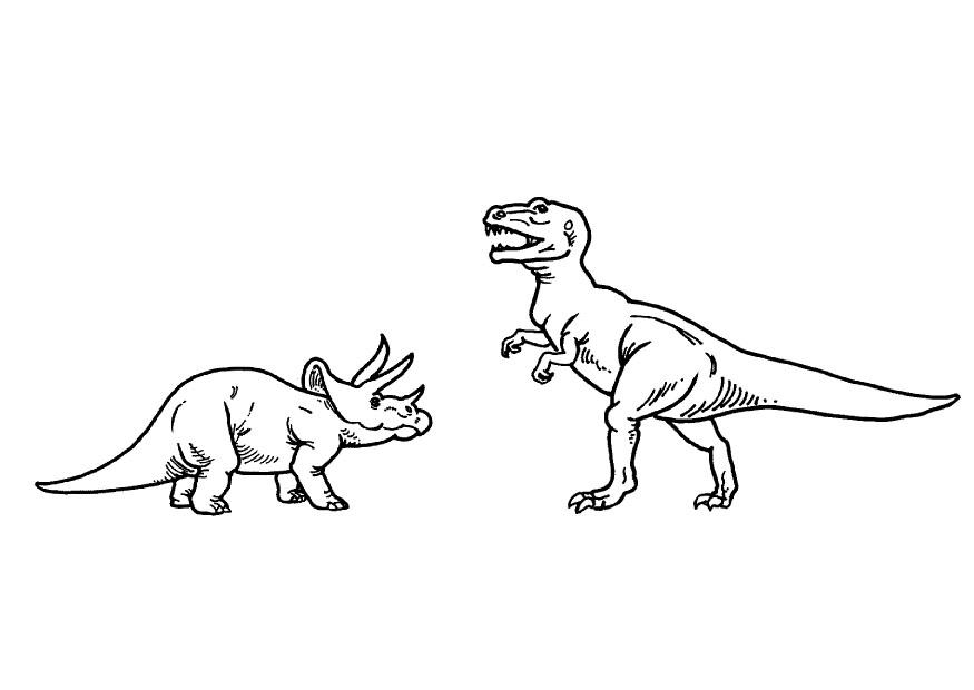 Kleurplaat triceratops en t-rex