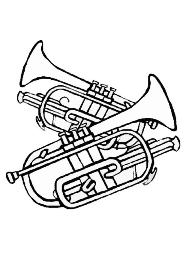 Kleurplaat trompetten