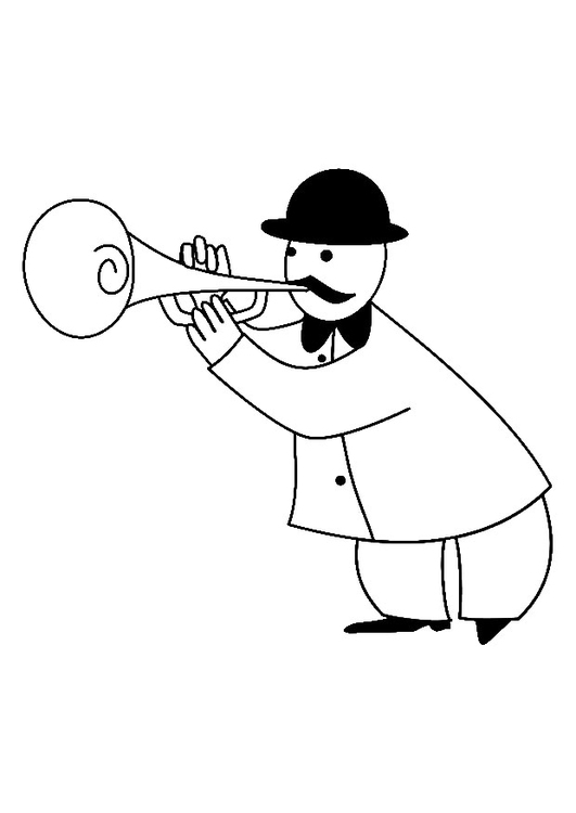 Kleurplaat trompettist 