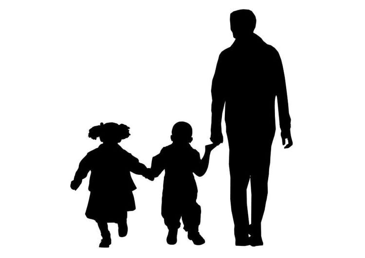 Kleurplaat vader met zoon en dochter