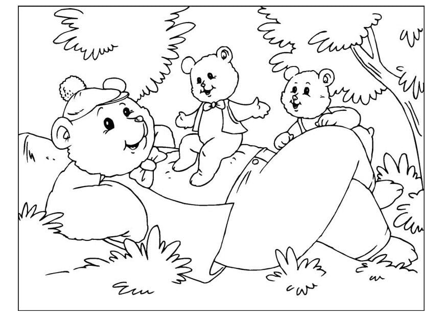 Kleurplaat vaderdag - beren