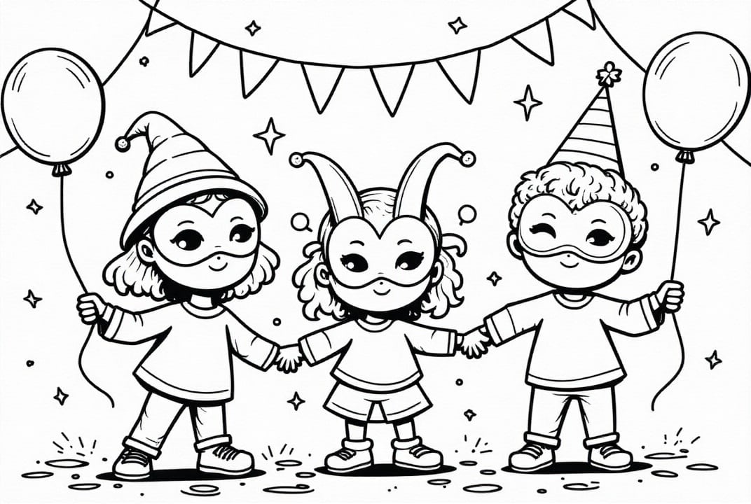 Kleurplaat verleed voor carnaval