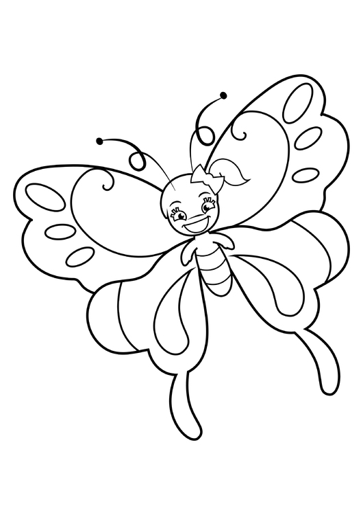 Kleurplaat vlinder meisje