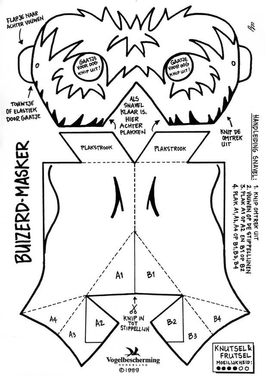 Kleurplaat vogelmasker