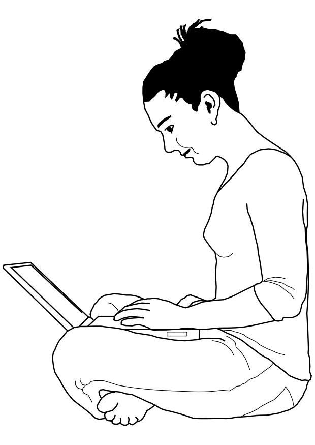 Kleurplaat vrouw op laptop