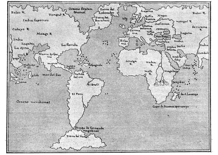 Kleurplaat wereldkaart 1548