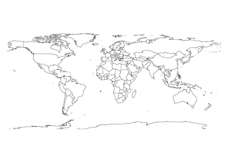Kleurplaat wereldkaart