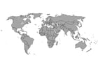 Kleurplaat wereldkaart met grenzen
