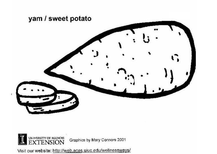 Kleurplaat yam-zoete aardappel