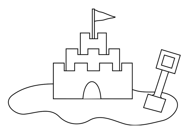 Kleurplaat zandkasteel