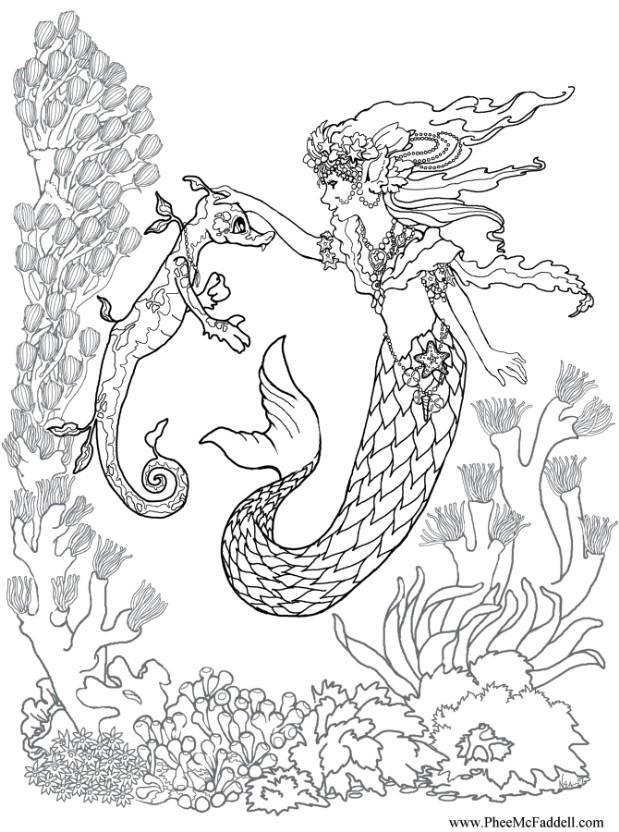 underwater mermaid coloring pages - photo #22