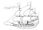 kleurplaat zeilschip 17e eeuw