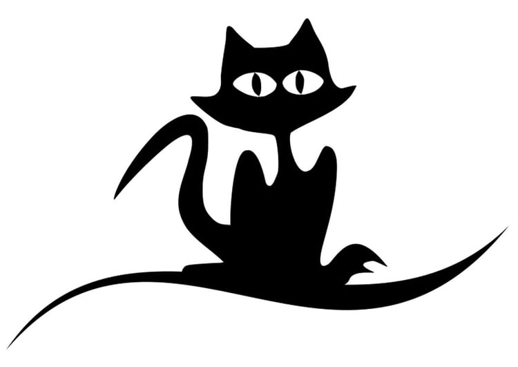 Kleurplaat zwarte kat 