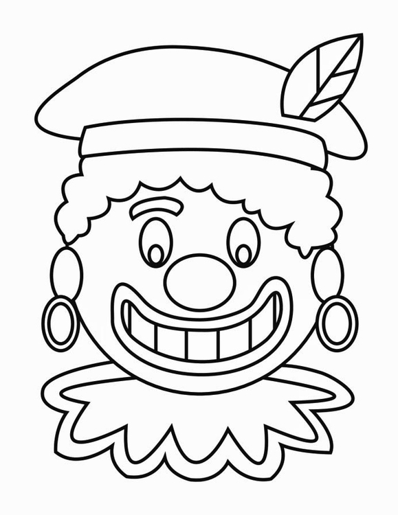 Kleurplaat Zwarte Piet gezicht (2)